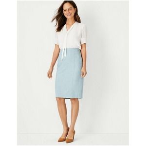 Ann Taylor The petite one dusty willow green High Waist Seamed Pencil Skirt 10P
